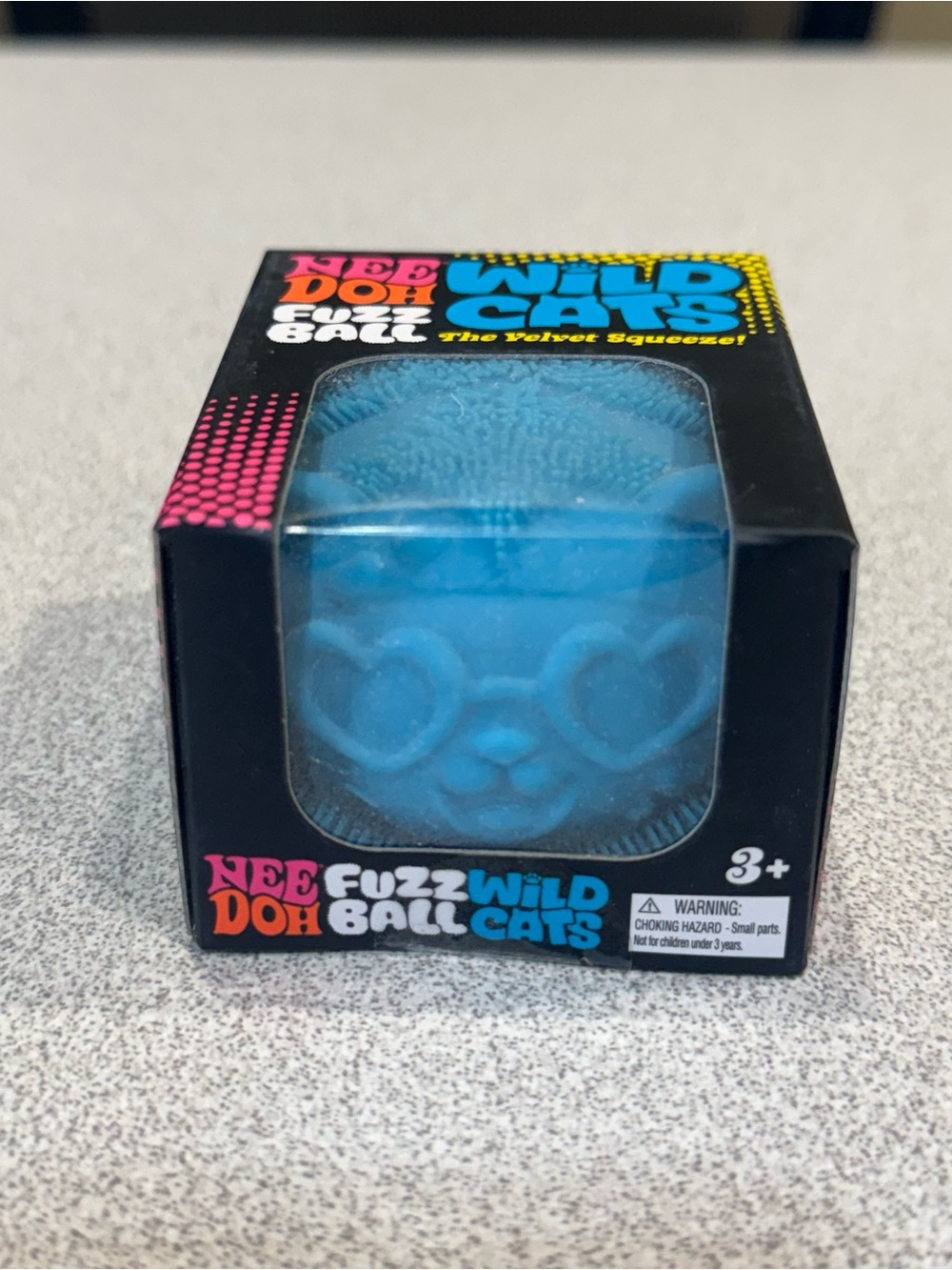 Blue Needoh Wildcat FuzzBall Heart Glasses The Velvet Squeeze Schylling Squishy